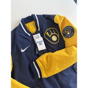 Nike Milwuakee Brewers Navy Yellow Dugout Performance Full Zip Jacket Men's M